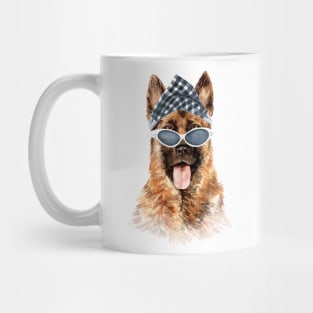 German shepherd plaid scarf hand drawn Mug